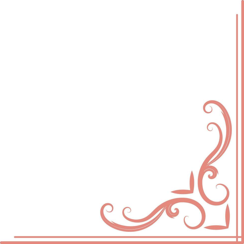 årgång hörn, tunn linje victorian mitten åldrar fint rosa monogram ramar, design element samling, abstrakt ikoner, enkel symboler av blommor. vektor