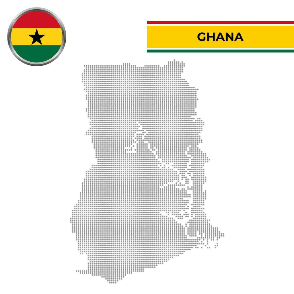 gepunktet Karte von Ghana mit kreisförmig Flagge vektor