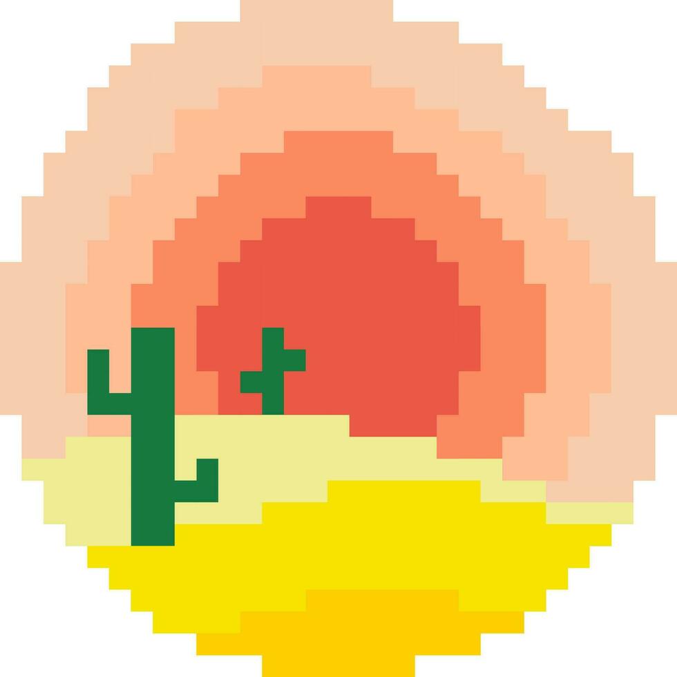 Wüste Karikatur Symbol im Pixel Stil. vektor