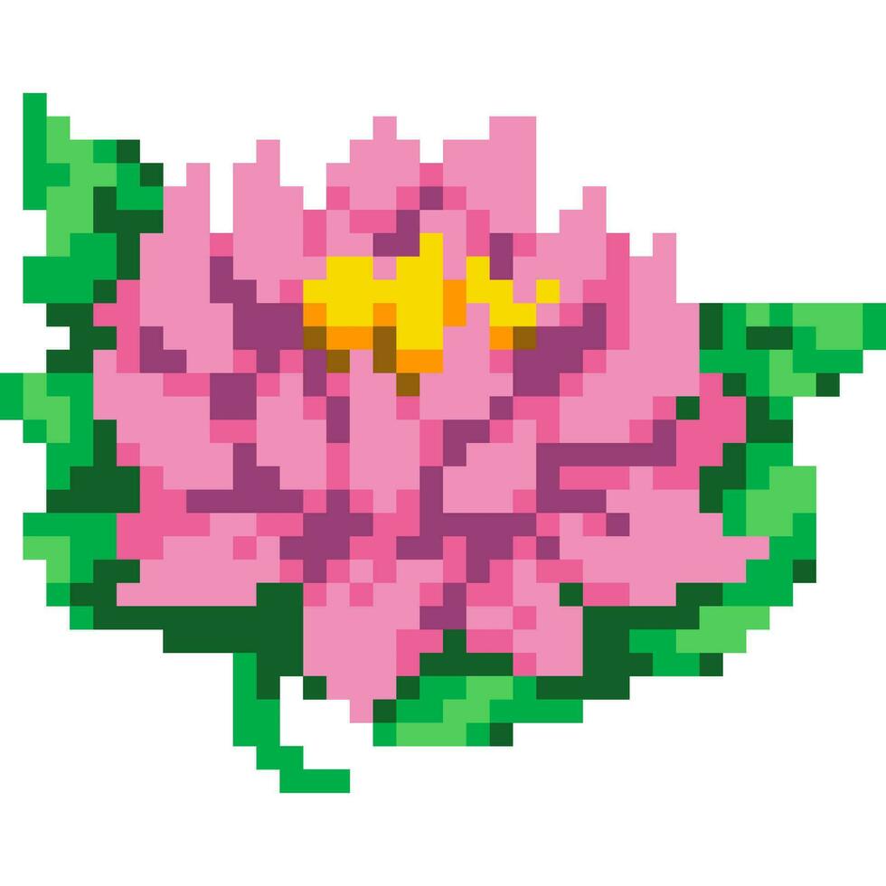 Blume Karikatur Symbol im Pixel Stil. vektor