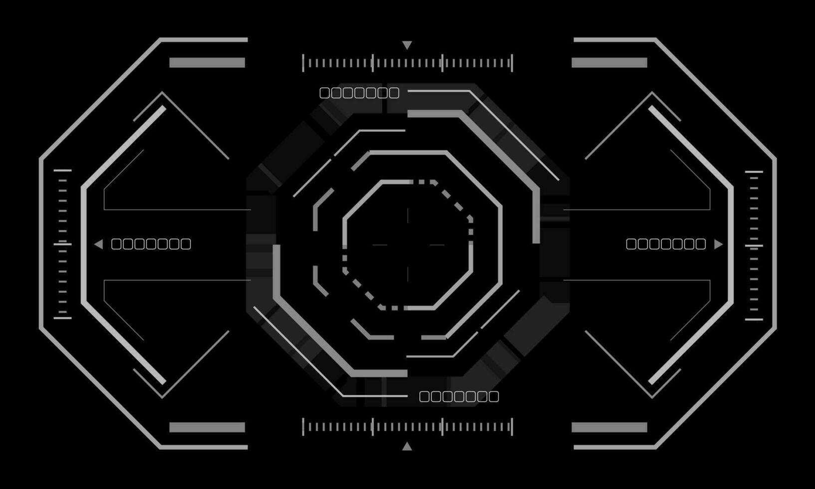 hud sci-fi oktogon gränssnitt skärm se vit geometrisk design virtuell verklighet trogen teknologi kreativ visa på svart vektor