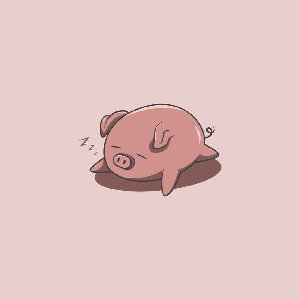 süß faul Schwein oder Schlafen Schwein Karikatur Vektor Symbol Illustration