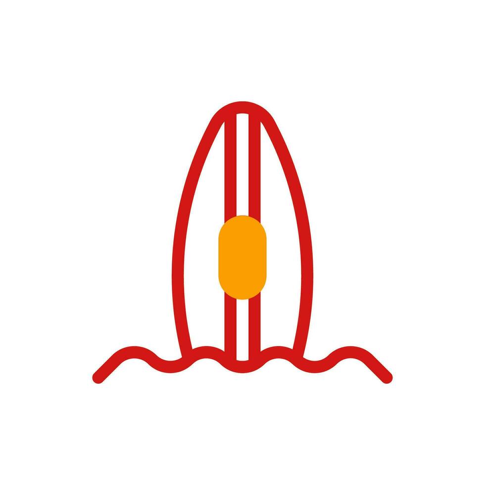 Surfen Symbol Duotone Gelb rot Sommer- Strand Symbol Illustration. vektor