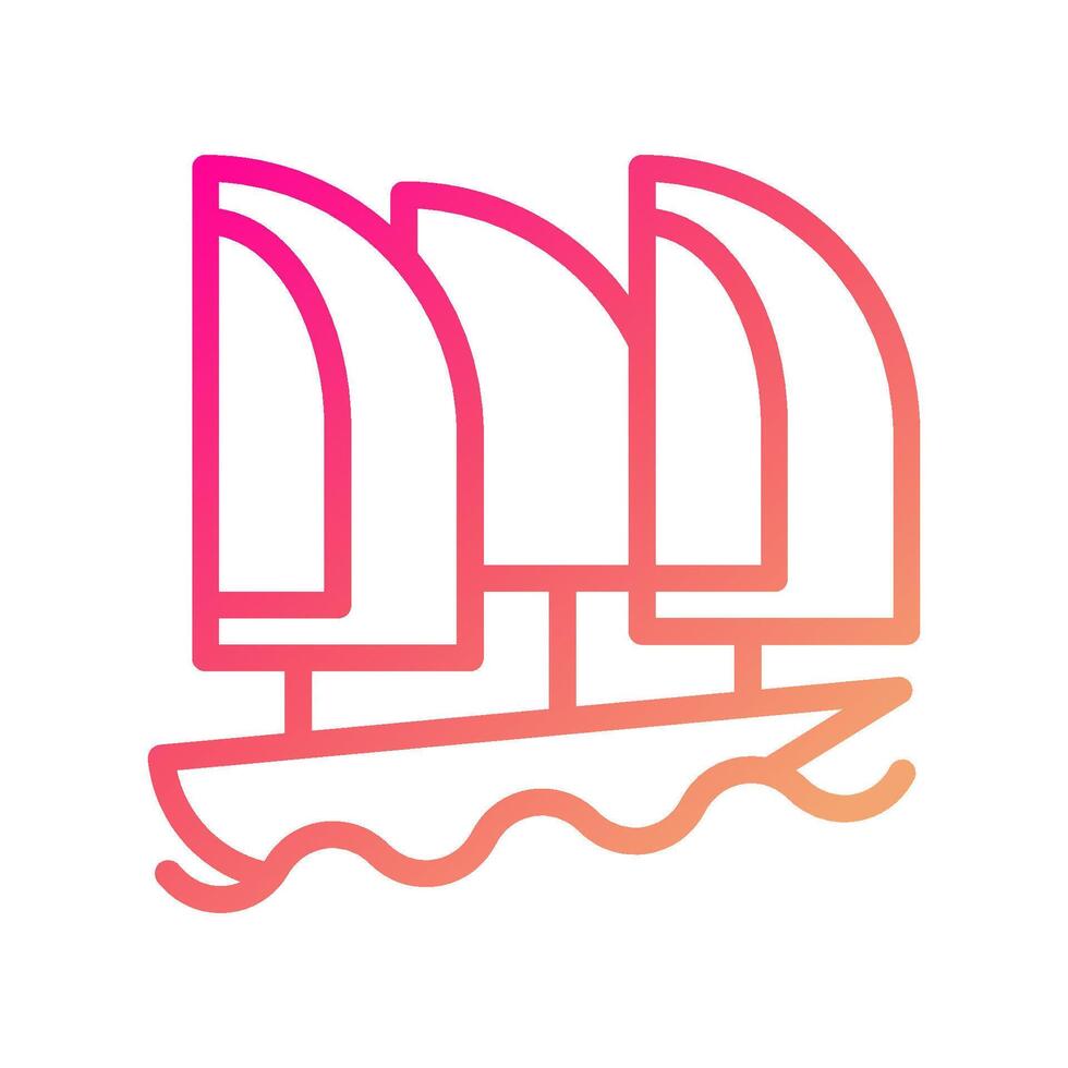 båt ikon lutning rosa gul sommar strand symbol illustration. vektor