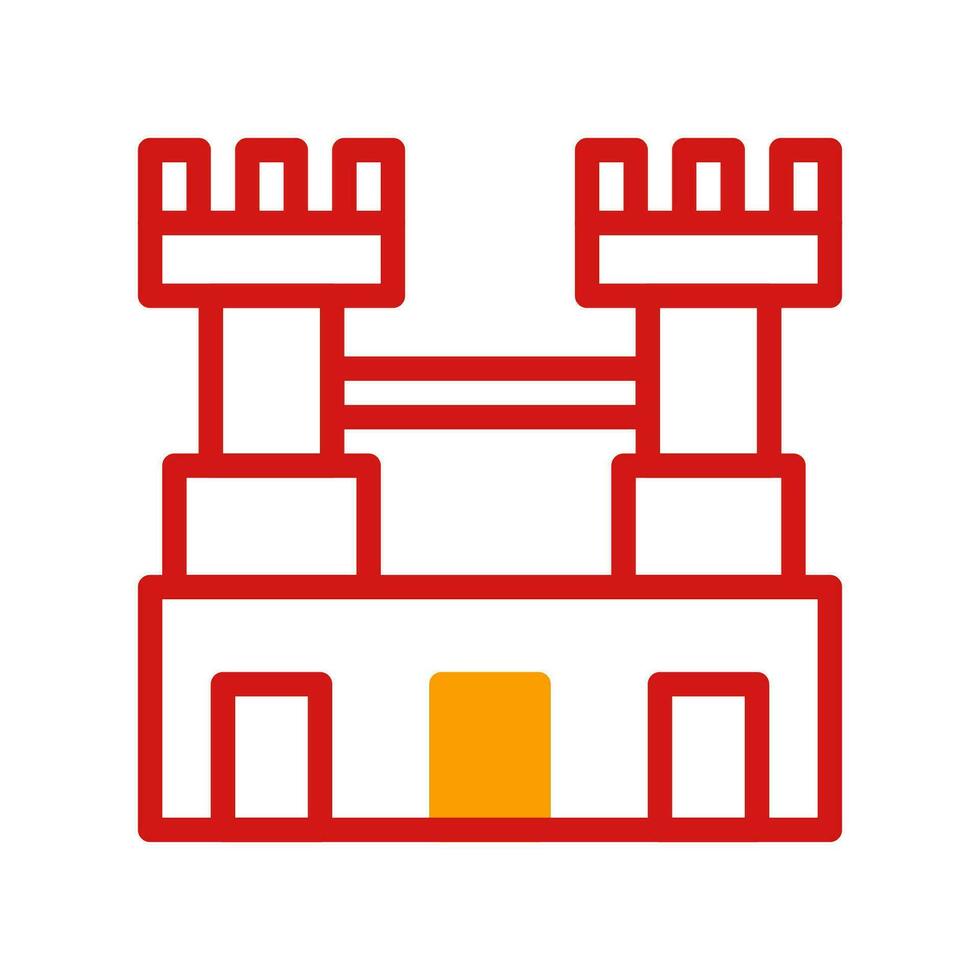 slott ikon duotone gul röd sommar strand symbol illustration. vektor