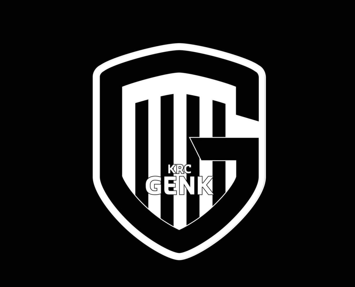 krc genk klubb logotyp symbol vit belgien liga fotboll abstrakt design vektor illustration med svart bakgrund