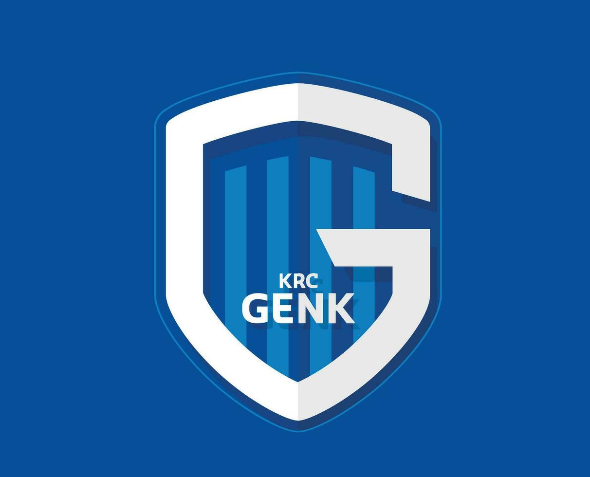 krc genk klubb logotyp symbol belgien liga fotboll abstrakt design vektor illustration med blå bakgrund