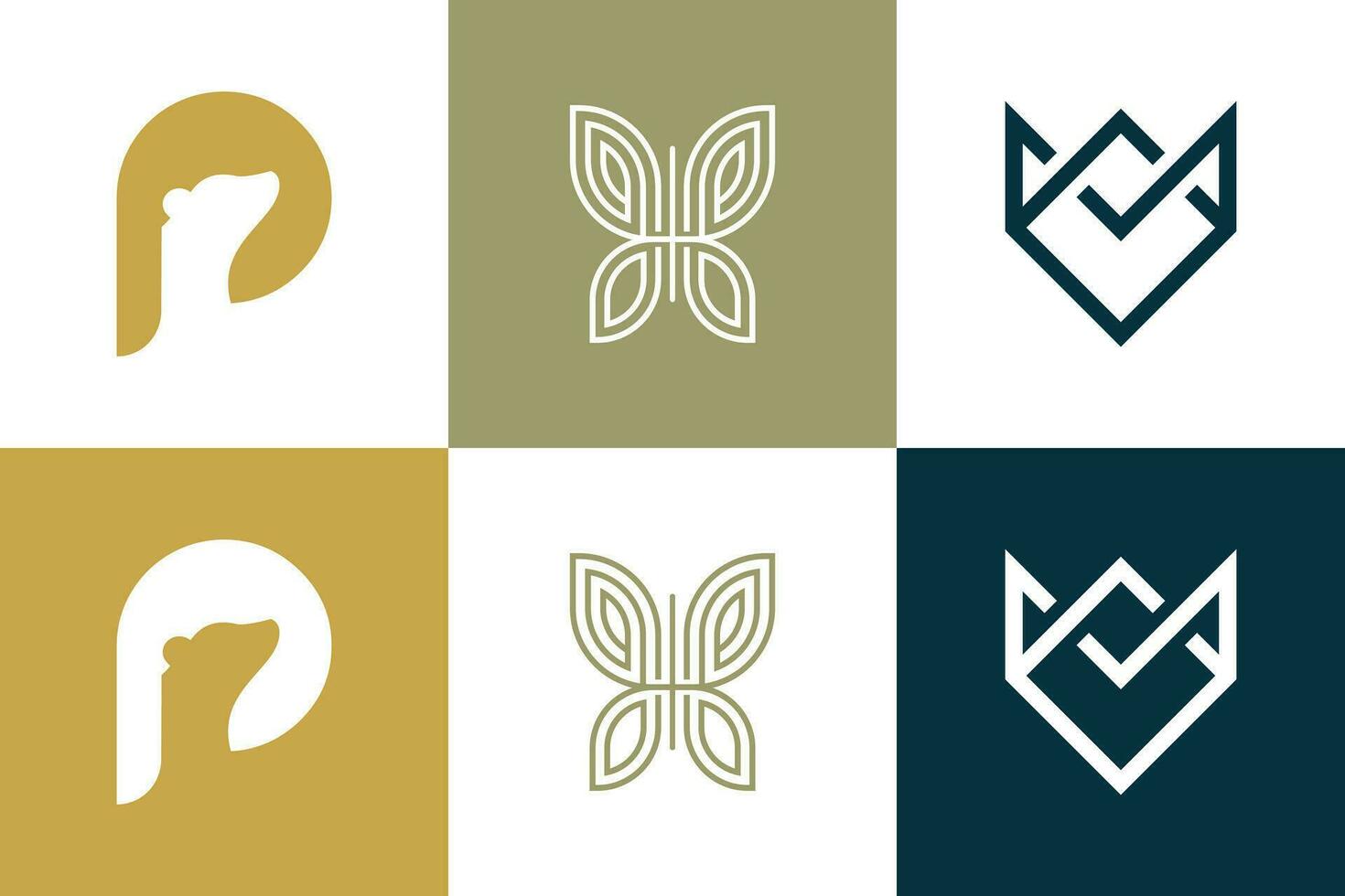 uppsättning av djur logotyp design vektor med kreativ element begrepp