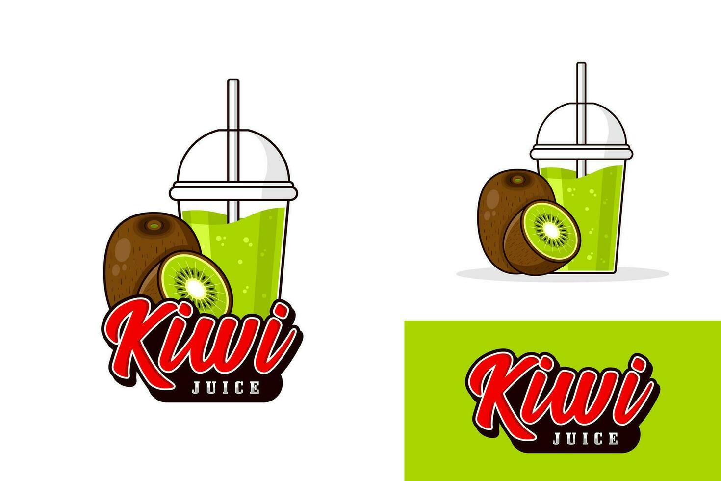 Kiwi Saft trinken Logo Design Illustration Sammlung vektor