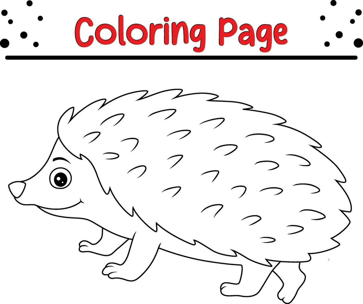 söt igelkott djur- färg sida illustration vektor. för barn färg bok. vektor