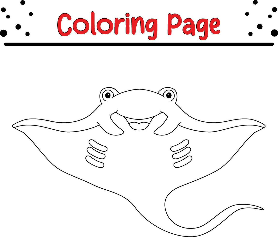 manta fisk färg sida för barn. svart och vit vektor illustration för färg bok