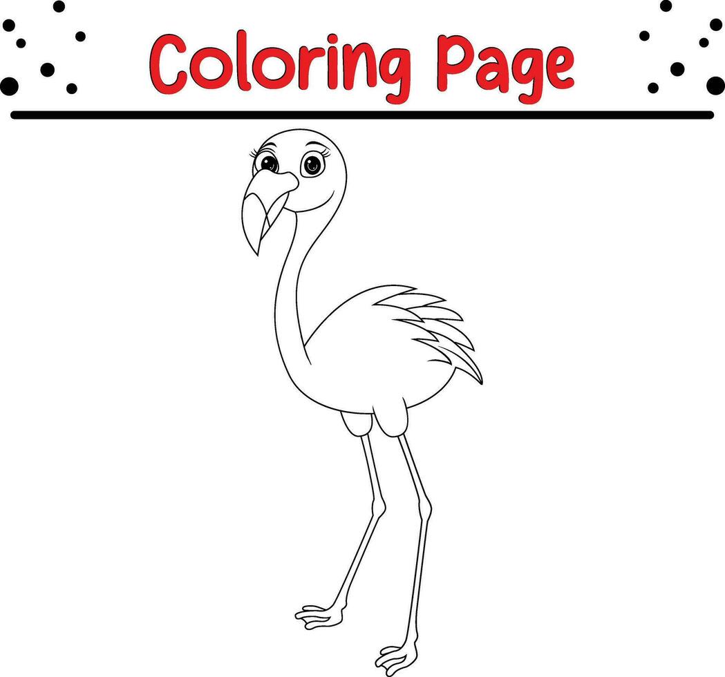 flamingo färg sida för barn. svart och vit vektor illustration för färg bok