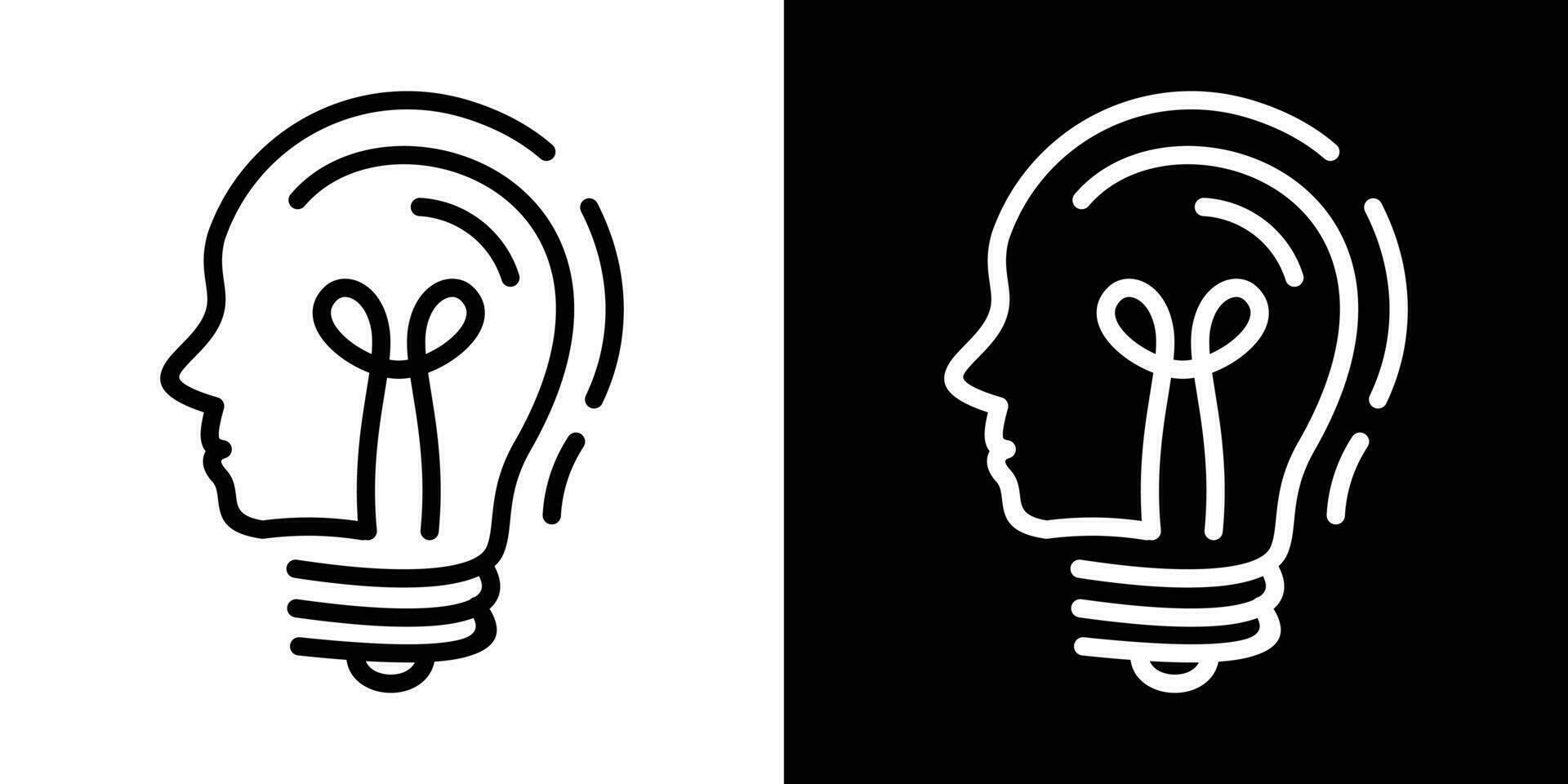 människor intelligens logotyp och ljus Glödlampa design linje ikon vektor illustration