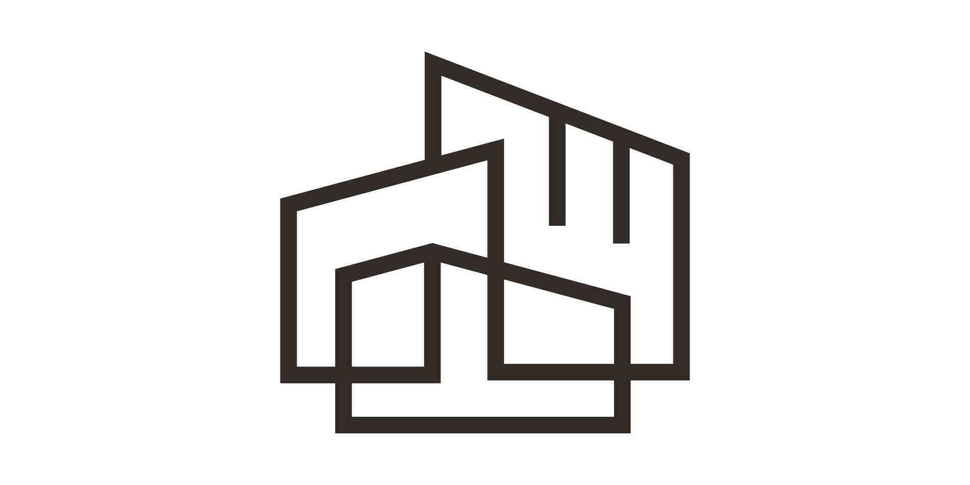 byggnad logotyp design ikon linje vektor illustration