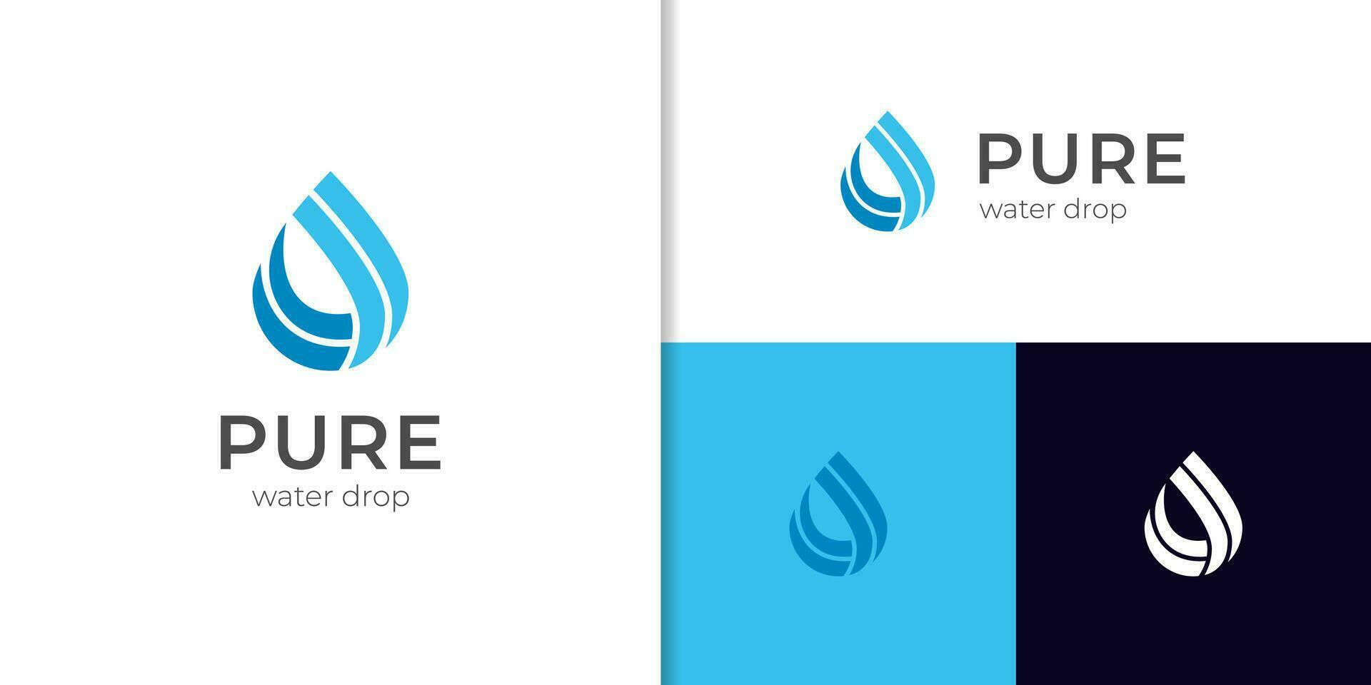 ren vatten släppa logotyp design vektor mall linjär stil. blå liten droppe aqua ikon design element