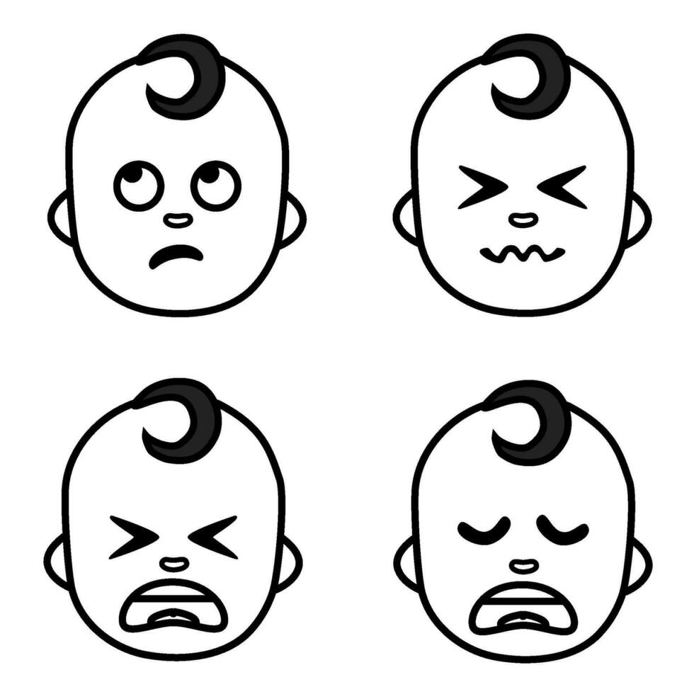 bebis ansikte ikoner uppsättning vektor illustration