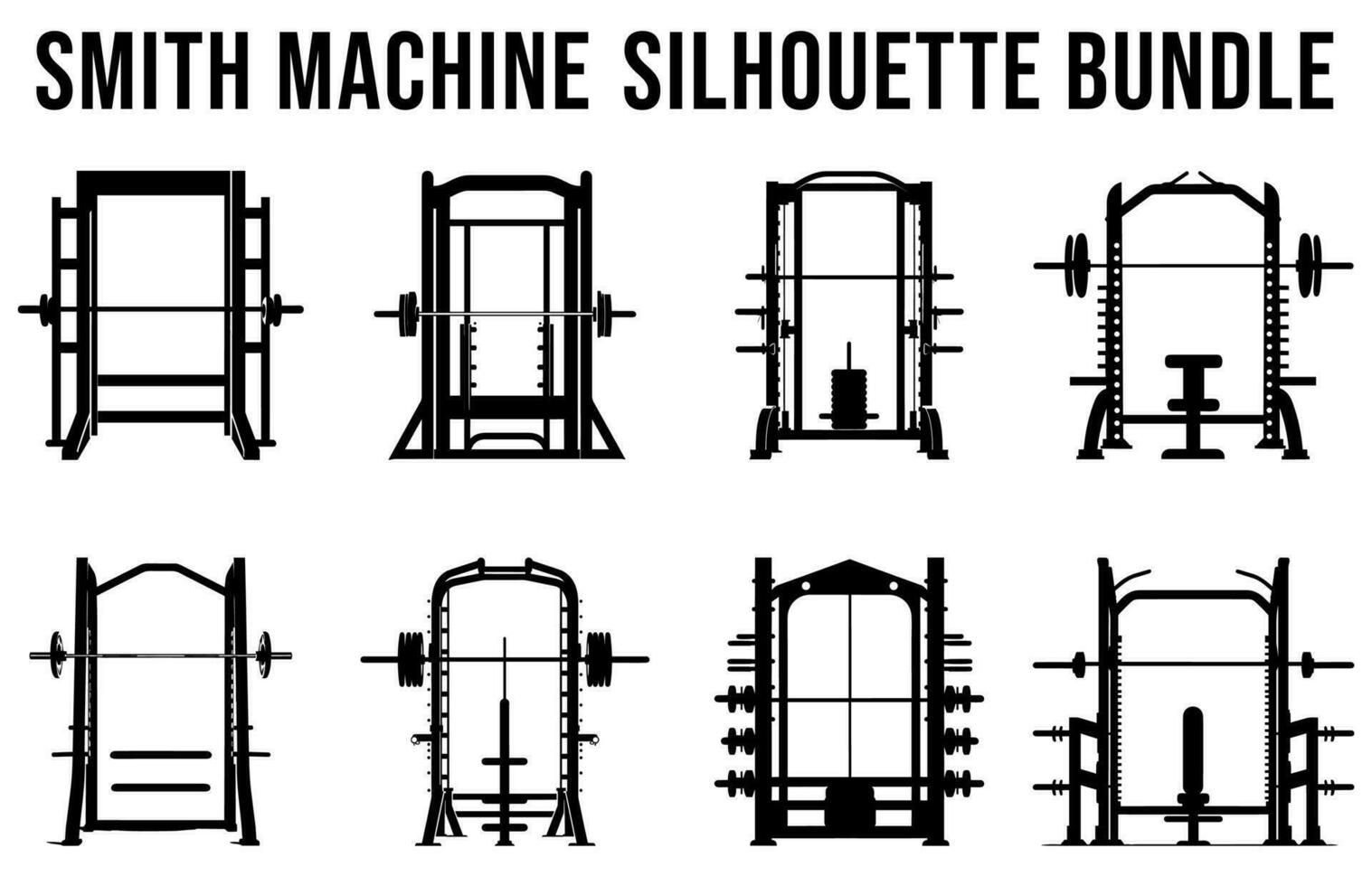 kostenlos Fitnessstudio Maschine Silhouetten Vektor bündeln, Fitness Element Maschine Illustration bündeln