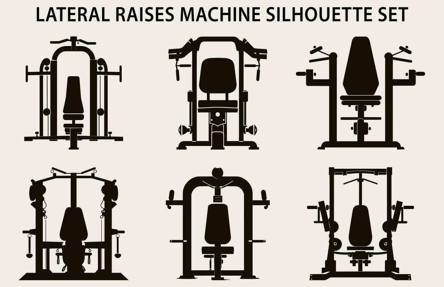 uppsättning av Gym Utrustning silhuett vektor, kondition element maskin illustration bunt vektor