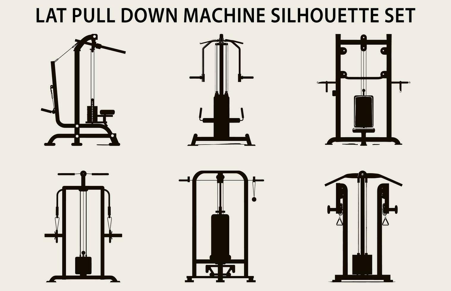 uppsättning av Gym Utrustning silhuett vektor, kondition element maskin illustration bunt vektor