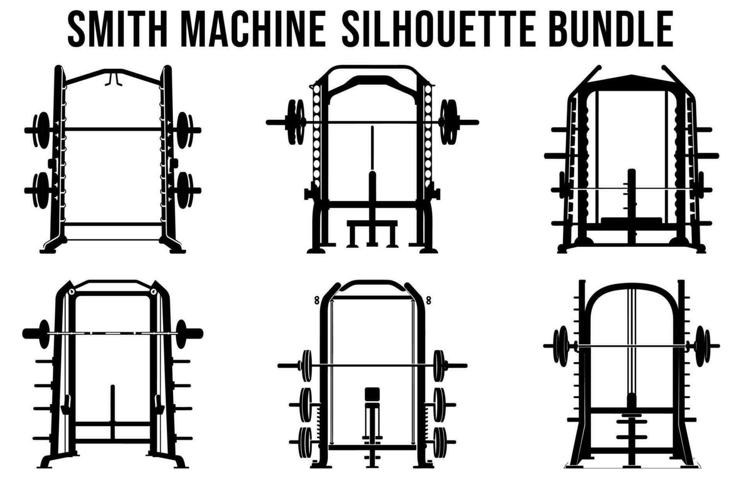 kostenlos Fitnessstudio Maschine Silhouetten Vektor bündeln, Fitness Element Maschine Illustration bündeln