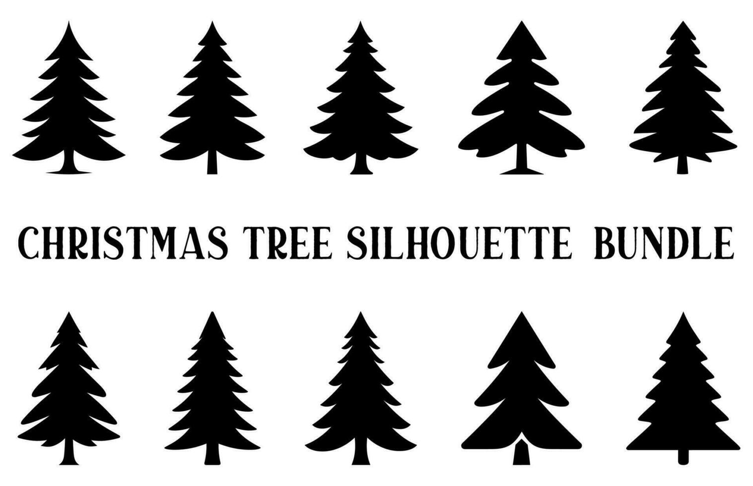 Weihnachten Baum Silhouette Clip Art bündeln, einstellen von Winter Bäume, Kiefer Bäume Vektor Silhouette einstellen