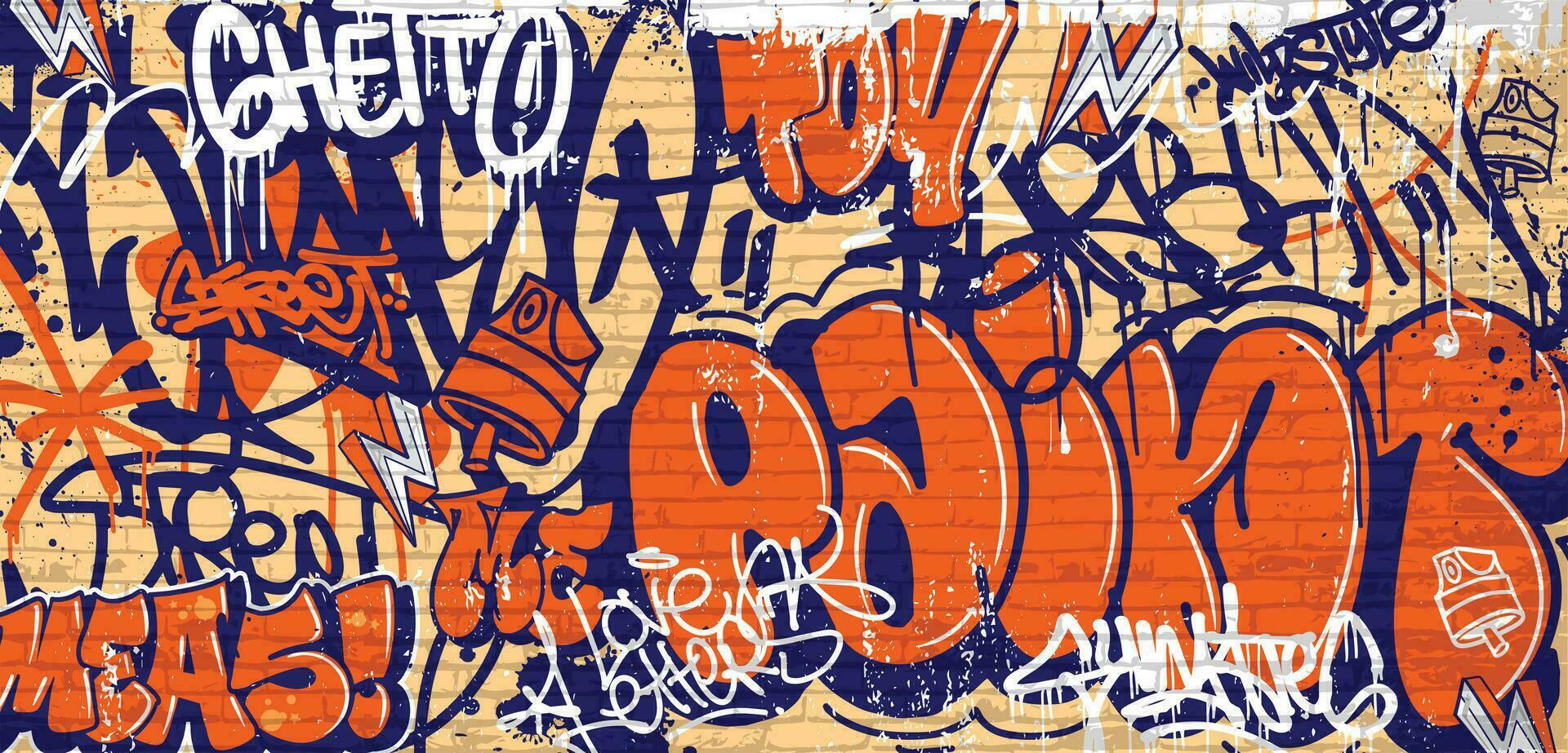 graffiti bakgrund med Spy, klottra och märkning i vibrerande färger. abstrakt graffiti i vektor illustrationer.