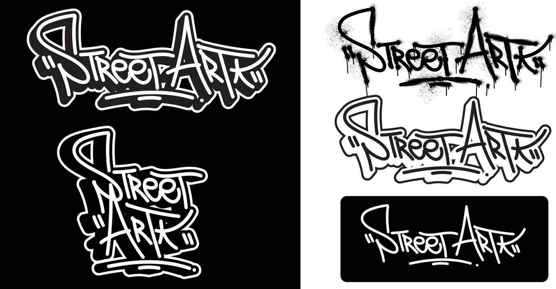 städtisch Straße Kunst HipHop Graffiti Entwürfe. Strassenmode Typografie Vektor Illustrationen.