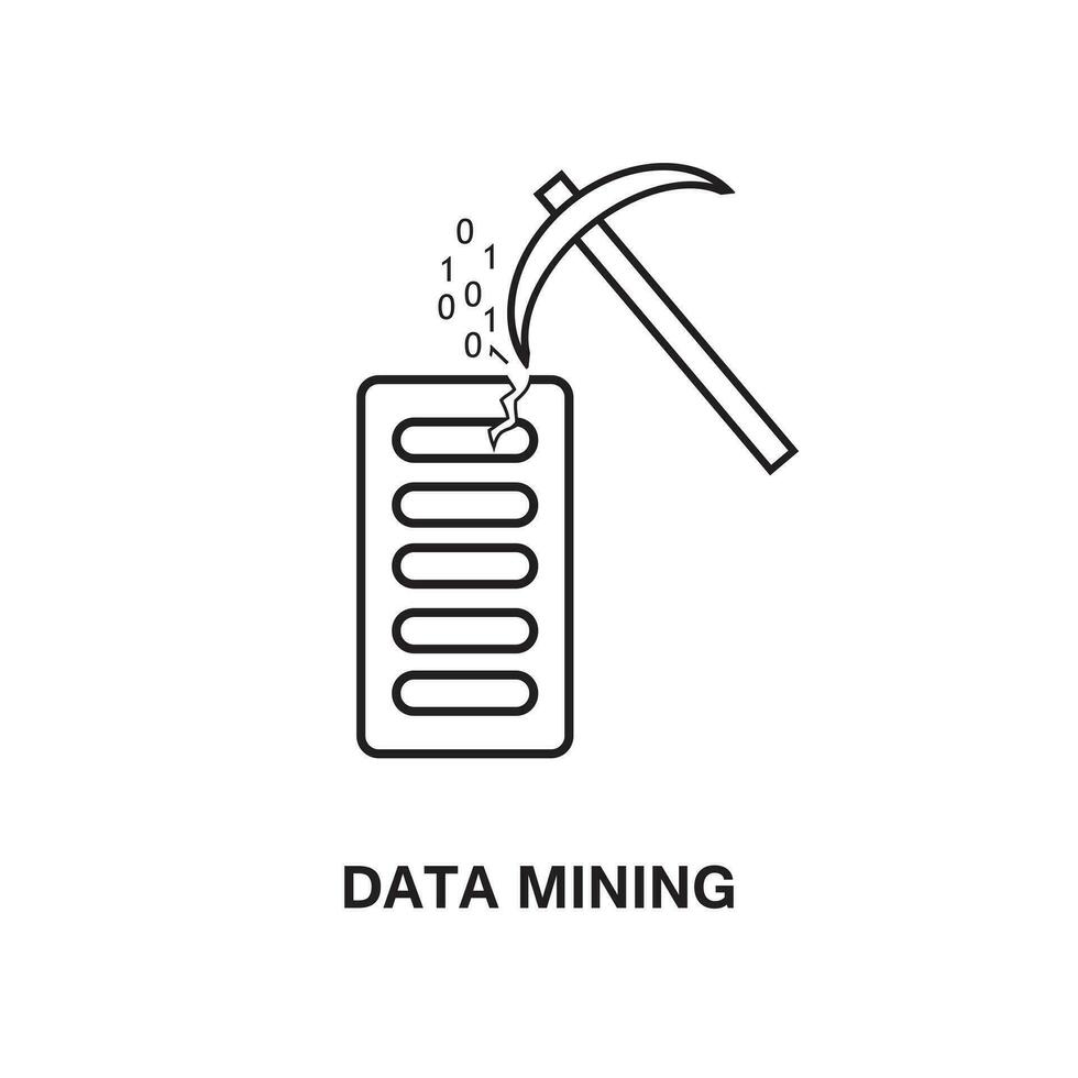 data brytning ikon. artificiell intelligens och framtida teknologi begrepp. data brytning översikt symbol. vektor