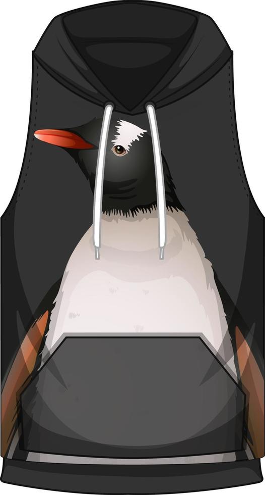 Vorderseite des Hoodies ärmellos mit Pinguinmuster vektor