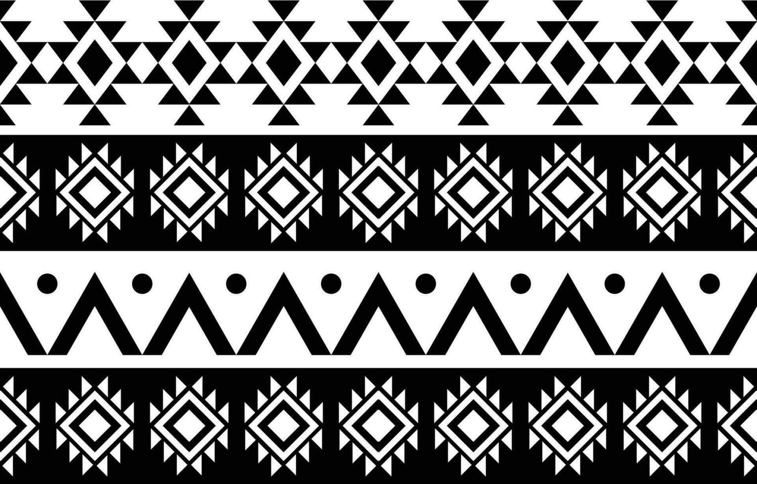 aztekisch nahtlos Muster. Teppich Textil- drucken Textur Stammes- Design, geometrisch Symbole zum Logo, Karten, Stoff dekorativ funktioniert. traditionell drucken Vektor Illustration. auf schwarz und Weiß Hintergrund.