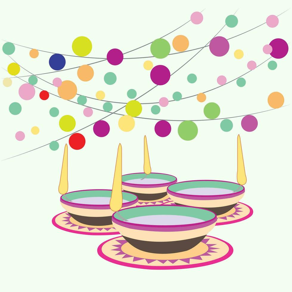 Vektor Illustration von Diwali Feier mit dekorativ bunt Design Satz.