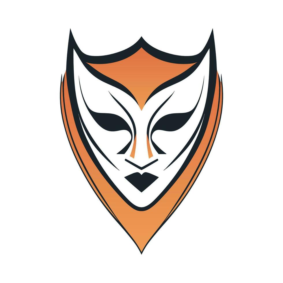 Maske zum Gesicht Charakter Logo. Silhouette Maske auf Weiß vektor