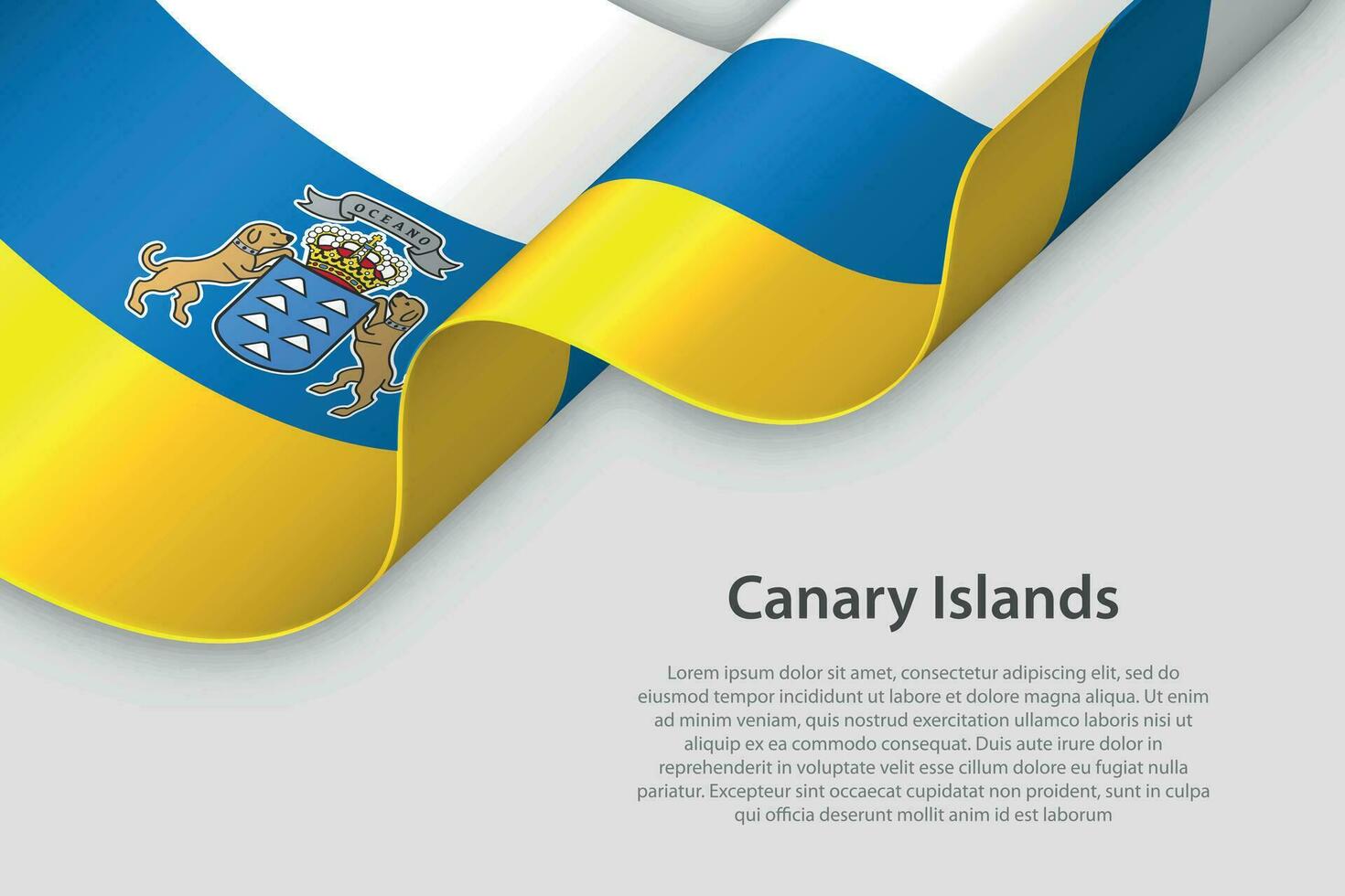 3d band med flagga kanariefågel öar. spanska autonom gemenskap. isolerat på vit bakgrund vektor