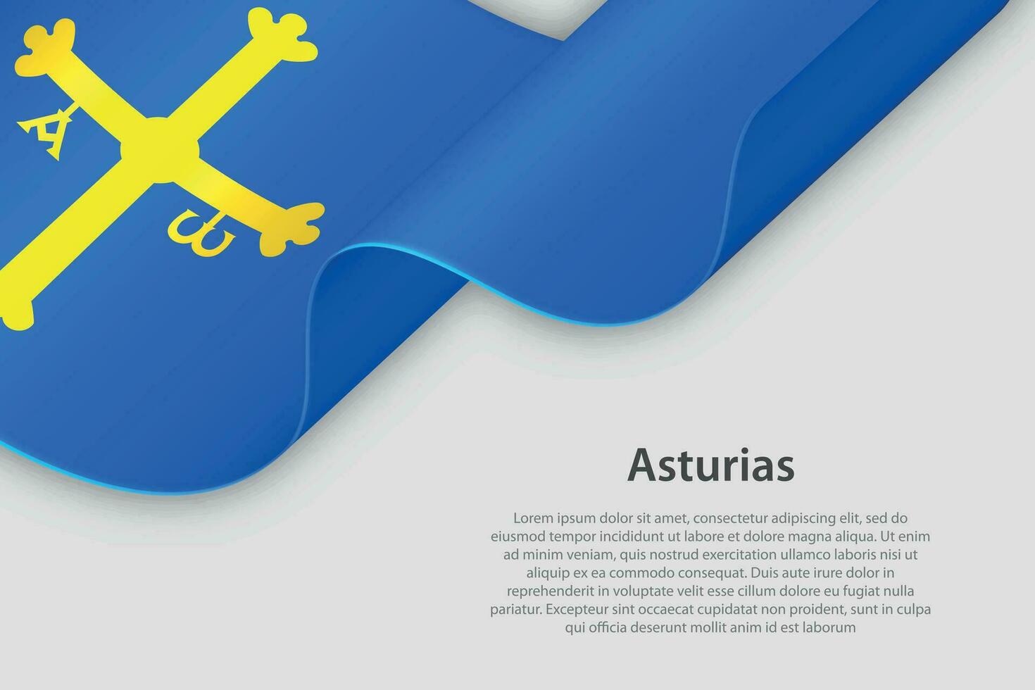 3d Band mit Flagge Asturien. Spanisch autonom Gemeinschaft. isoliert auf Weiß Hintergrund vektor