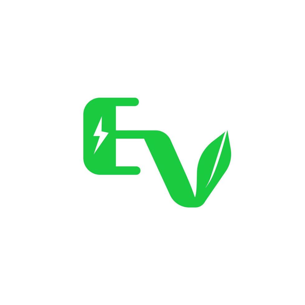 Öko freundlich Fahrzeug Logo Konzept Symbol. ev mit Stecker und Blatt Symbol Symbol. Vektor Illustration
