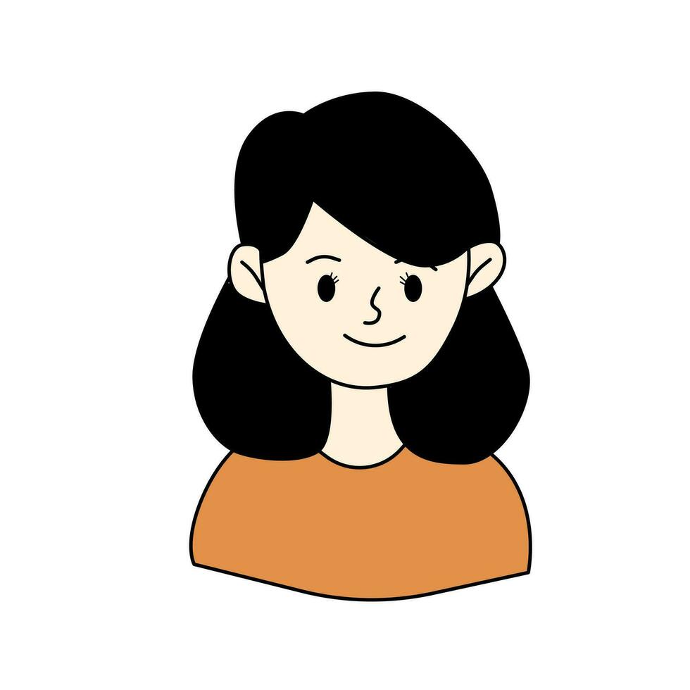 Porträt von weiblich kurz Haar Benutzerbild. Vektor Illustration