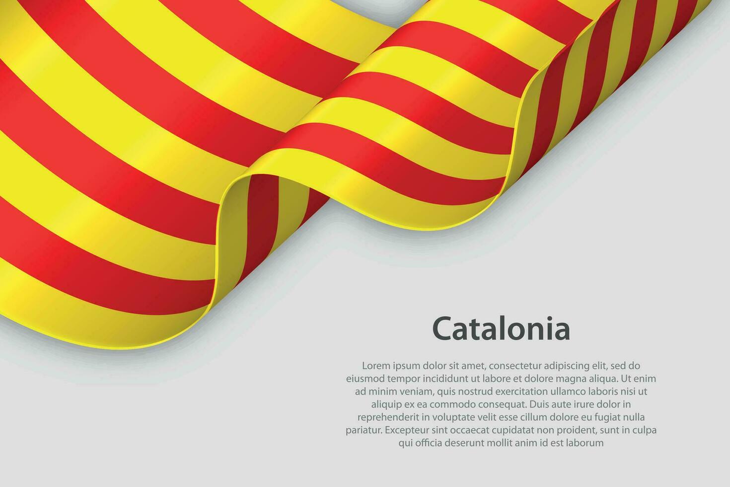 3d Band mit Flagge Katalonien. Spanisch autonom Gemeinschaft. isoliert auf Weiß Hintergrund vektor