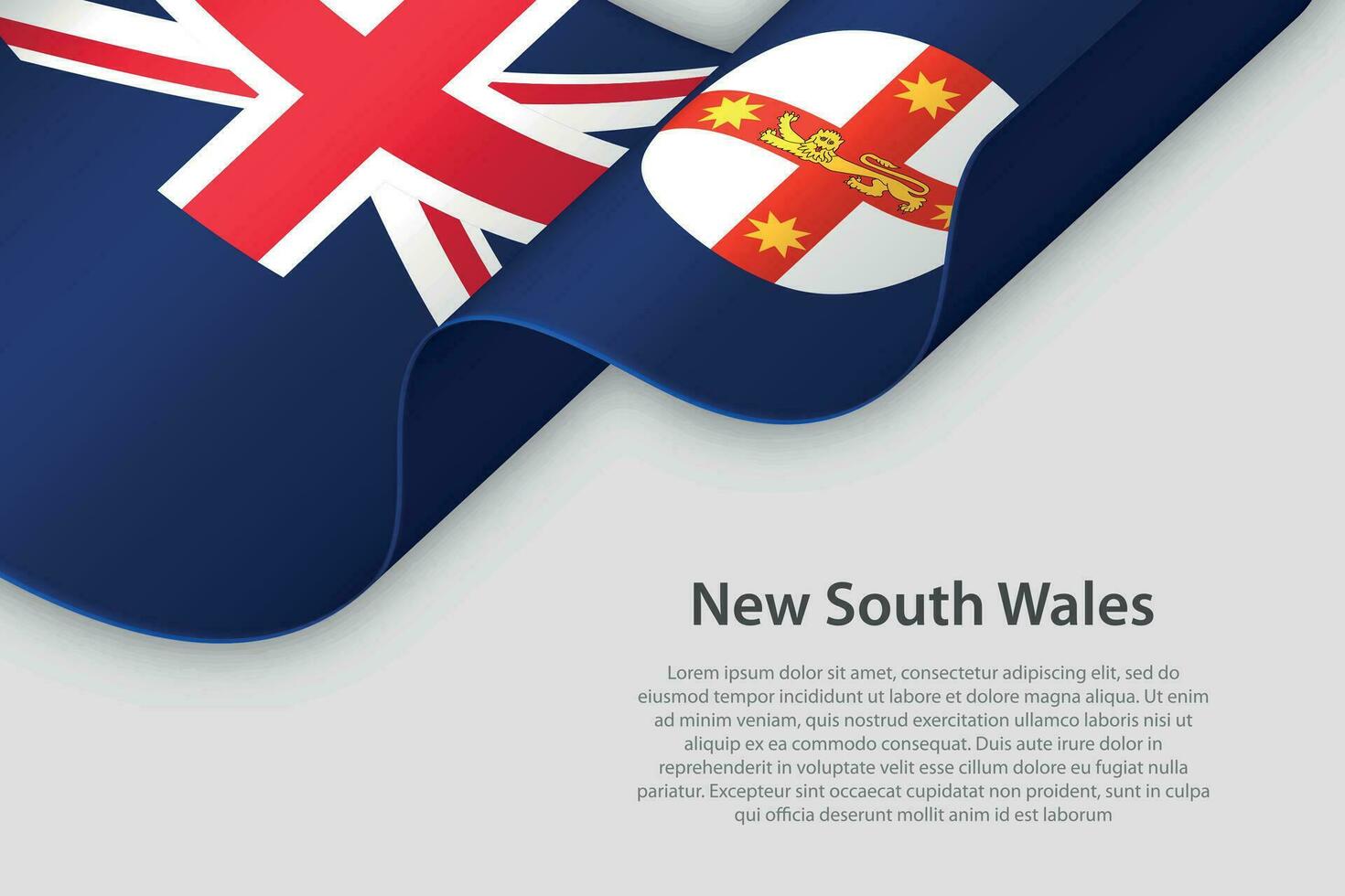3d band med flagga ny söder Wales. australier stat. isolerat på vit bakgrund vektor