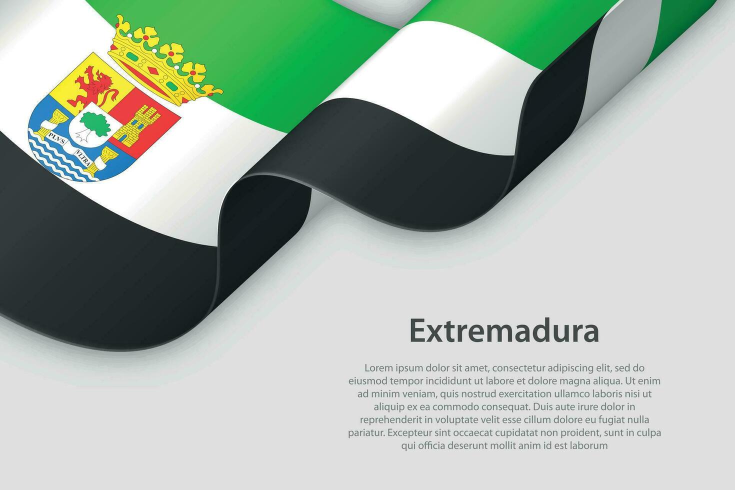 3d Band mit Flagge Extremadura. Spanisch autonom Gemeinschaft. isoliert auf Weiß Hintergrund vektor