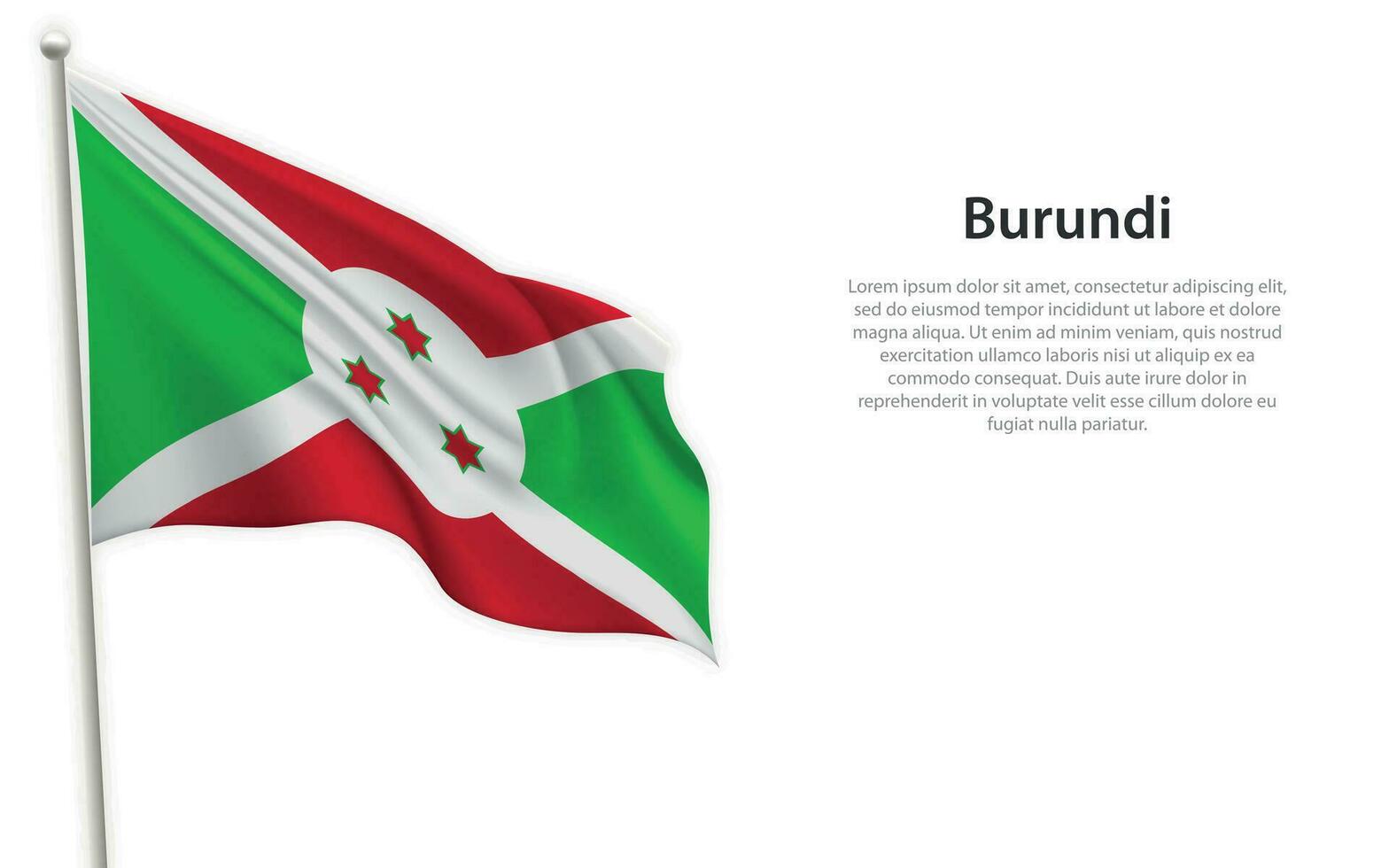 winken Flagge von Burundi auf Weiß Hintergrund. Vorlage zum Unabhängigkeit Tag vektor