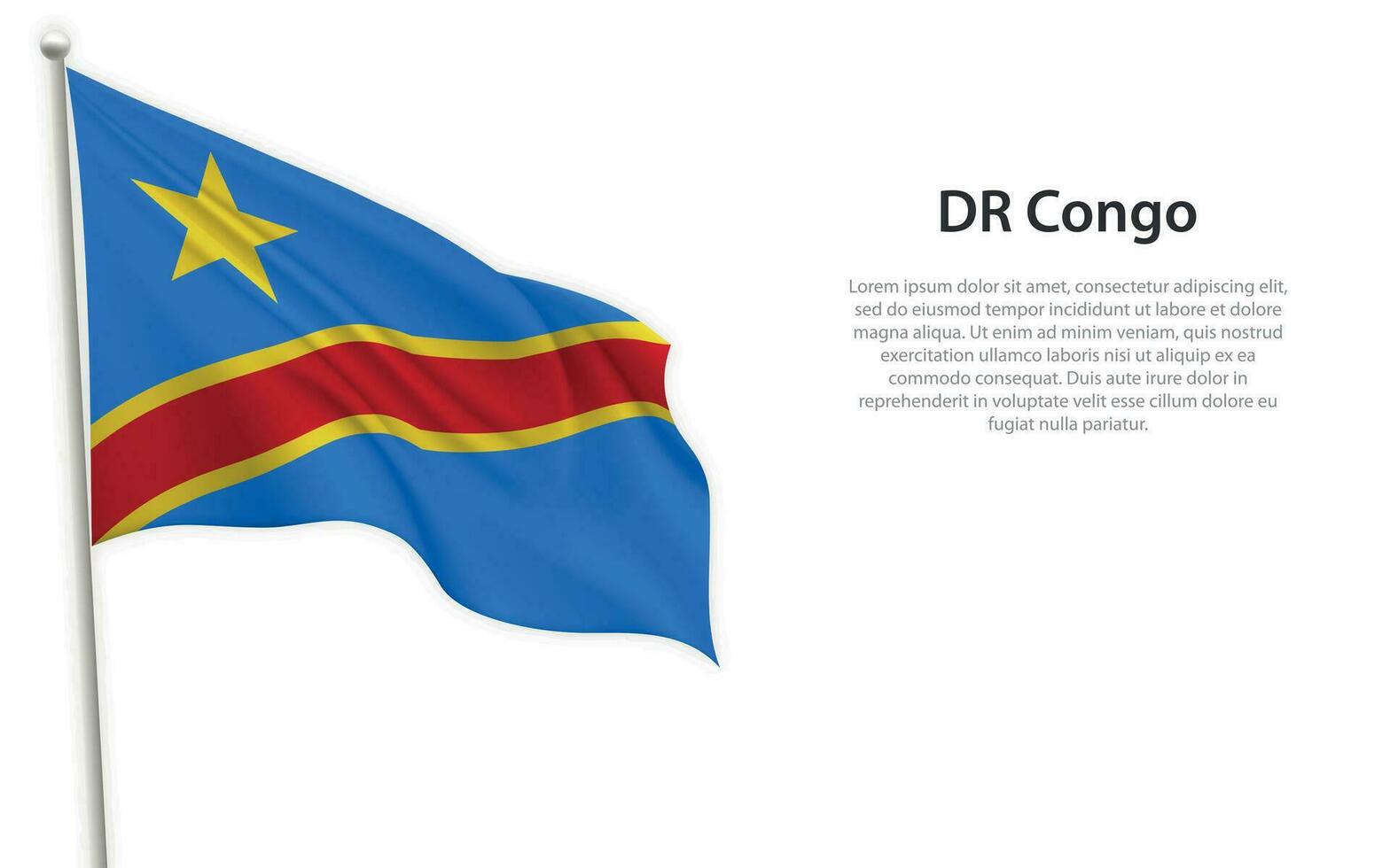 vinka flagga av dr kongo på vit bakgrund. mall för oberoende dag vektor