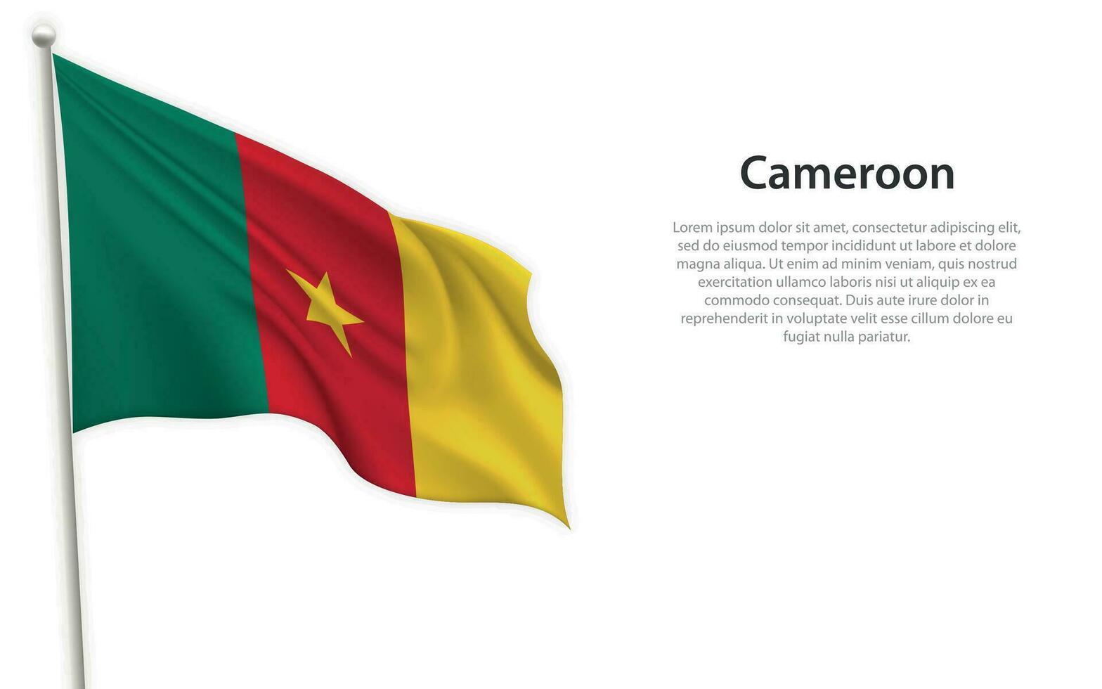 vinka flagga av cameroon på vit bakgrund. mall för oberoende dag vektor