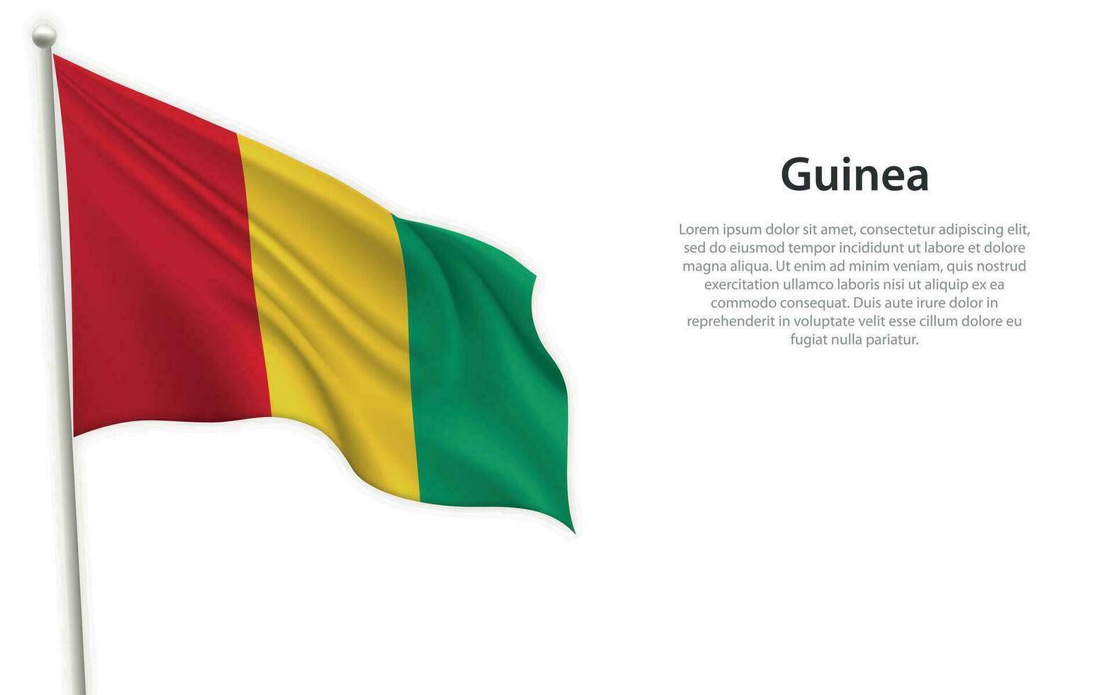 winken Flagge von Guinea auf Weiß Hintergrund. Vorlage zum Unabhängigkeit Tag vektor