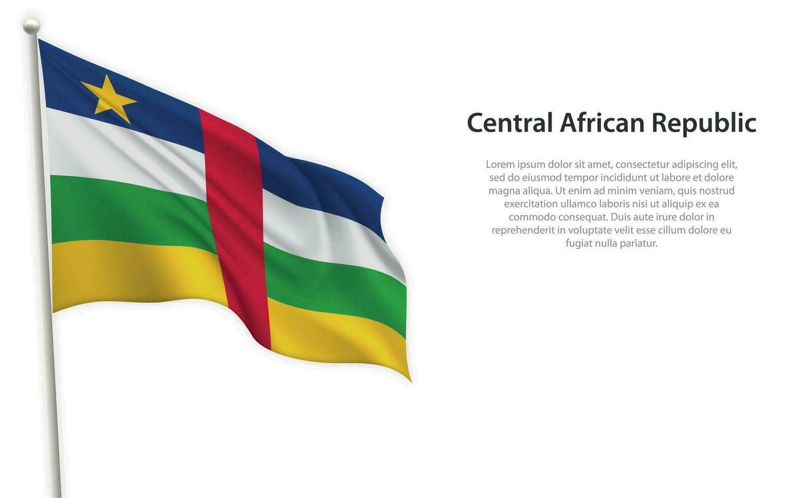 vinka flagga av central afrikansk republik på vit bakgrund. mall för oberoende dag vektor