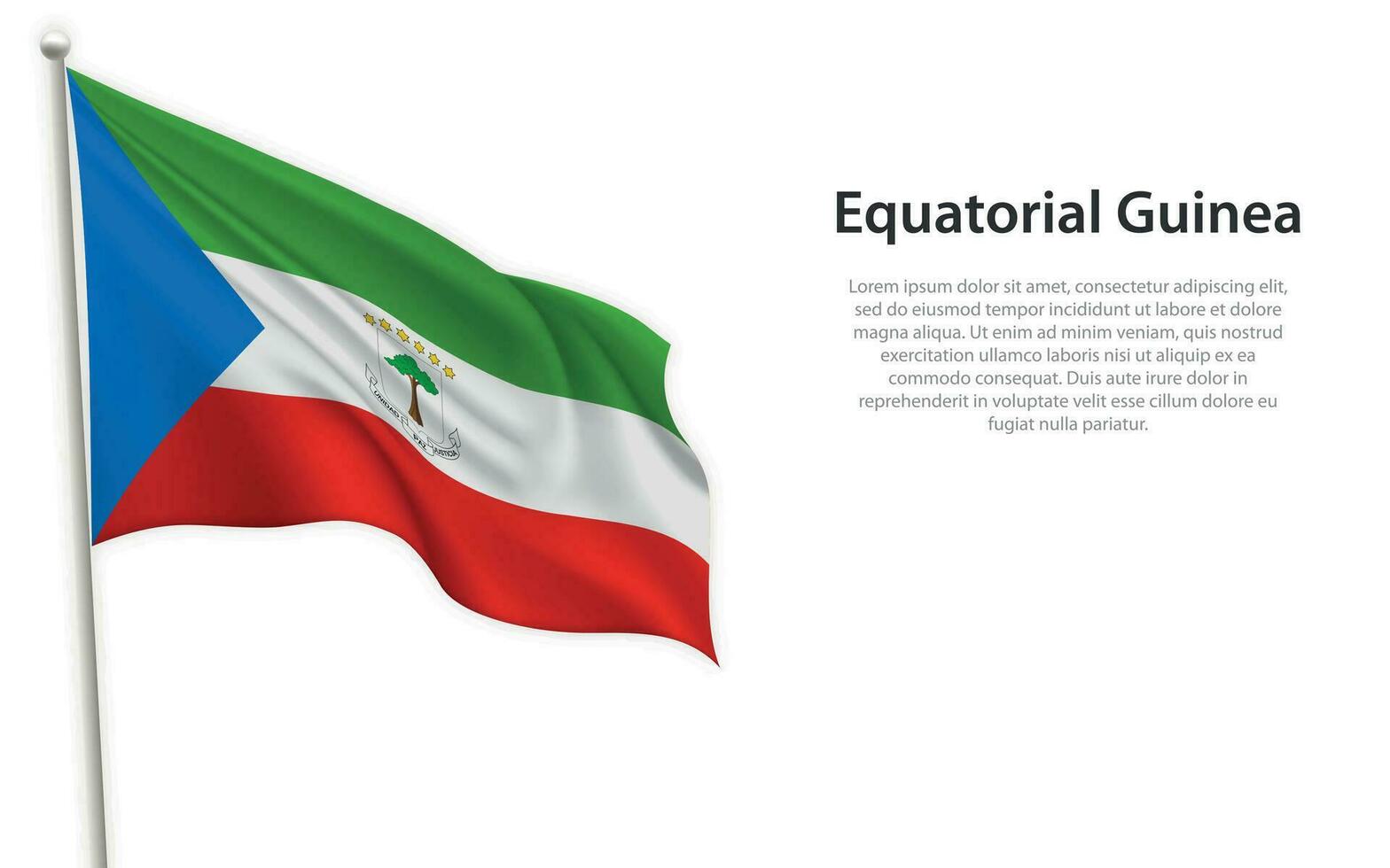 vinka flagga av ekvatorial guinea på vit bakgrund. mall för oberoende dag vektor