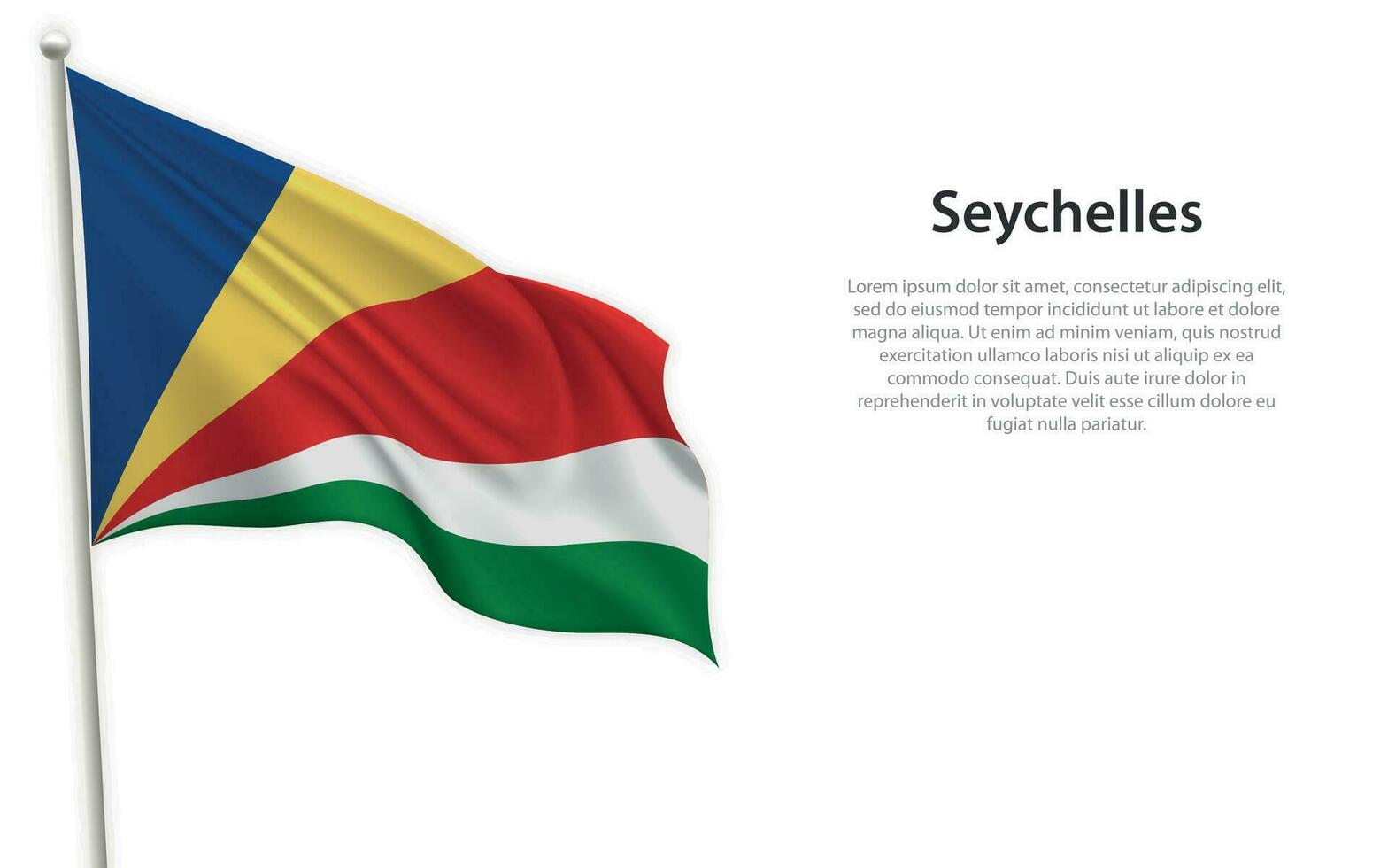 winken Flagge von Seychellen auf Weiß Hintergrund. Vorlage zum Unabhängigkeit Tag vektor