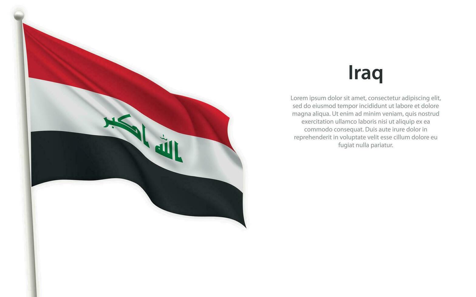 winken Flagge von Irak auf Weiß Hintergrund. Vorlage zum Unabhängigkeit Tag vektor