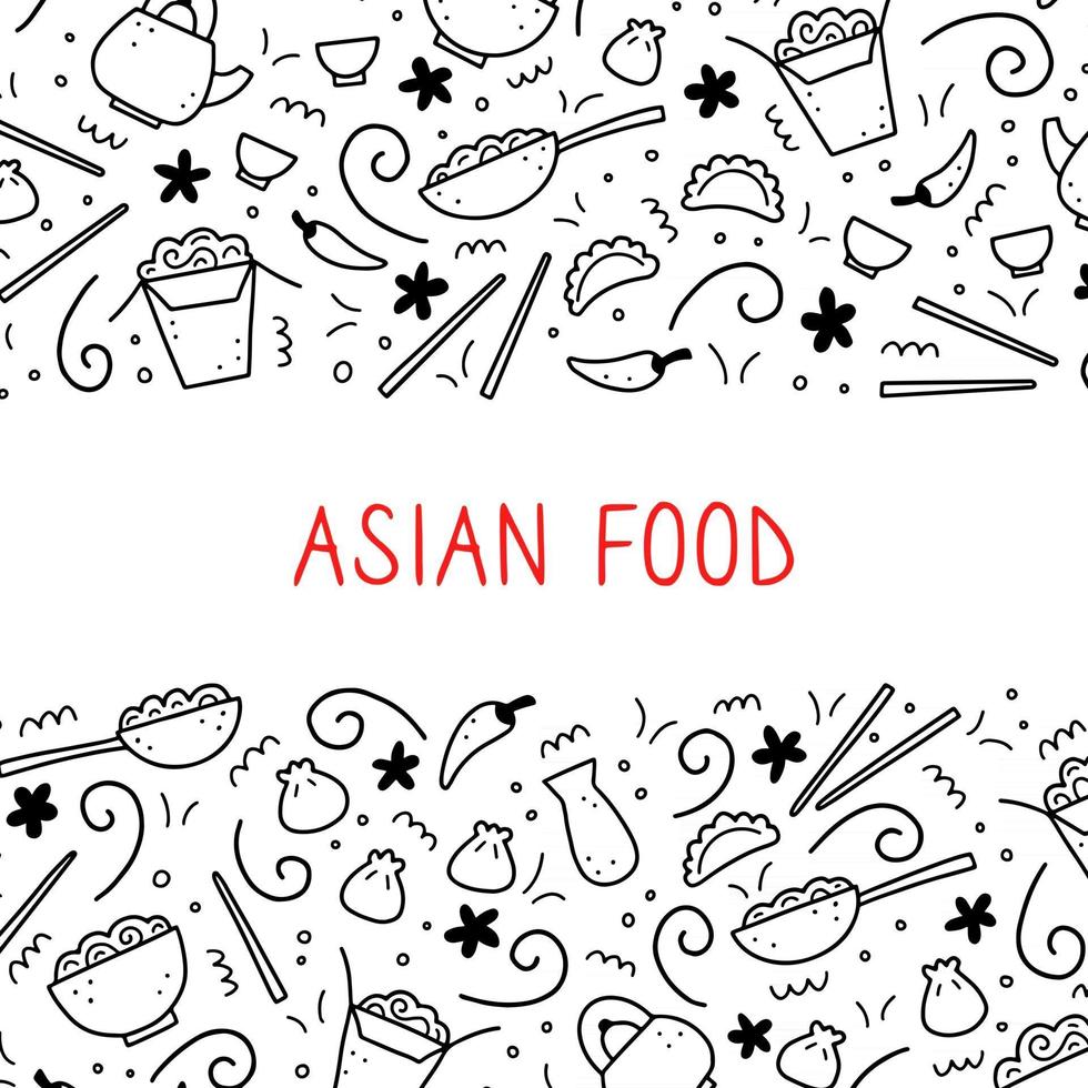Handgezeichnete Reihe von asiatischen Speisen. Vektor-Illustration. vektor