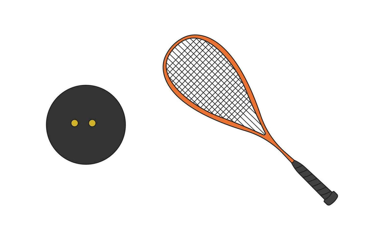 Karikatur Vektor Illustration quetschen Schläger und Ball Sport Symbol isoliert auf Weiß Hintergrund