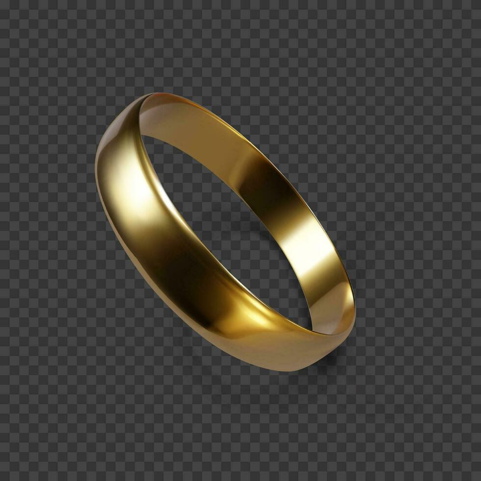 Gold Hochzeit Ring. 3d machen von golden Ring. Vektor Illustration